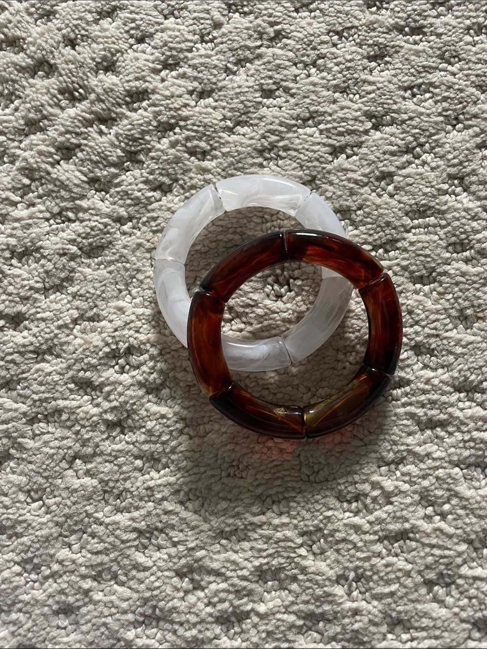 Chunky Resin Bangle Set - White and Tortoiseshell